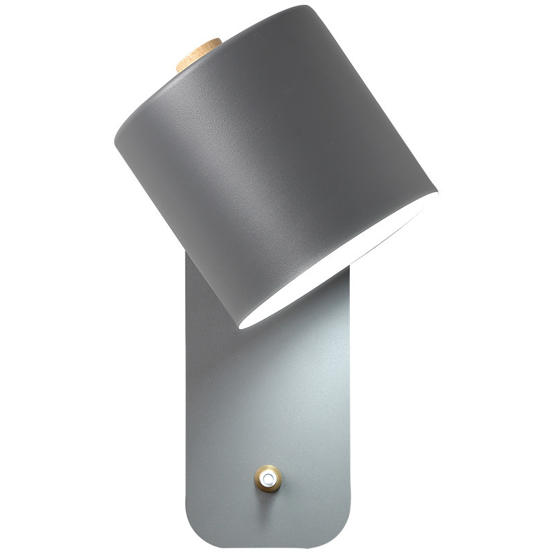 Lámpara de cama nórdica dormitorio lámpara de pared estudio comedor pasillo con interruptor lámpara de pared macarón LED lámpara de pared simple