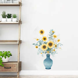 熙岸 跨境代发中国风花瓶背景墙面装饰贴画可移除卧室可移除墙贴