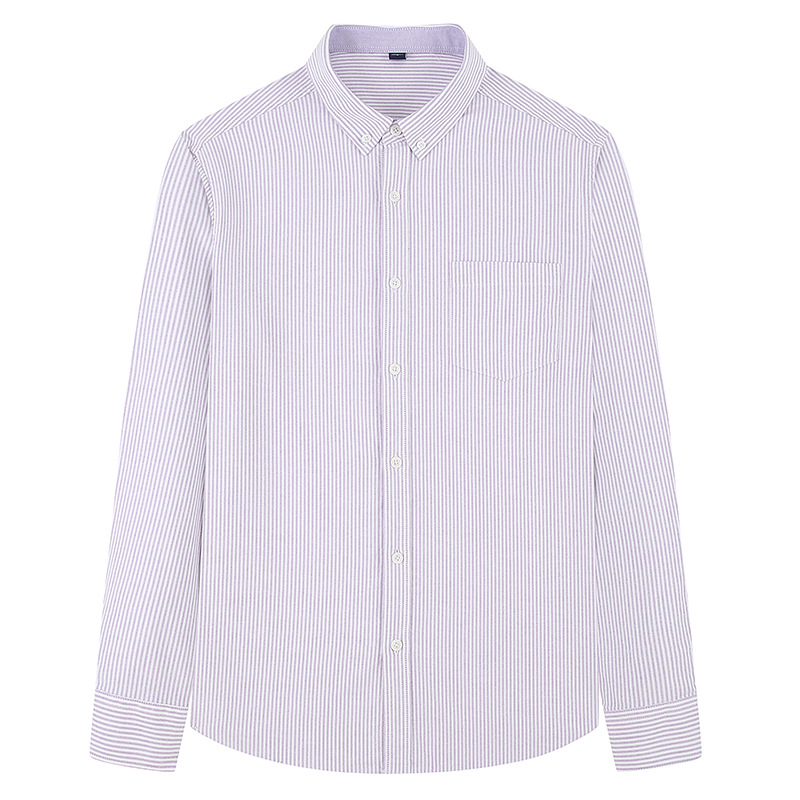 Dongyu hombres de algodón Oxford Camisa de rayas de los hombres Camisa de algodón de manga larga casual de los hombres de Oxford a rayas japonesas