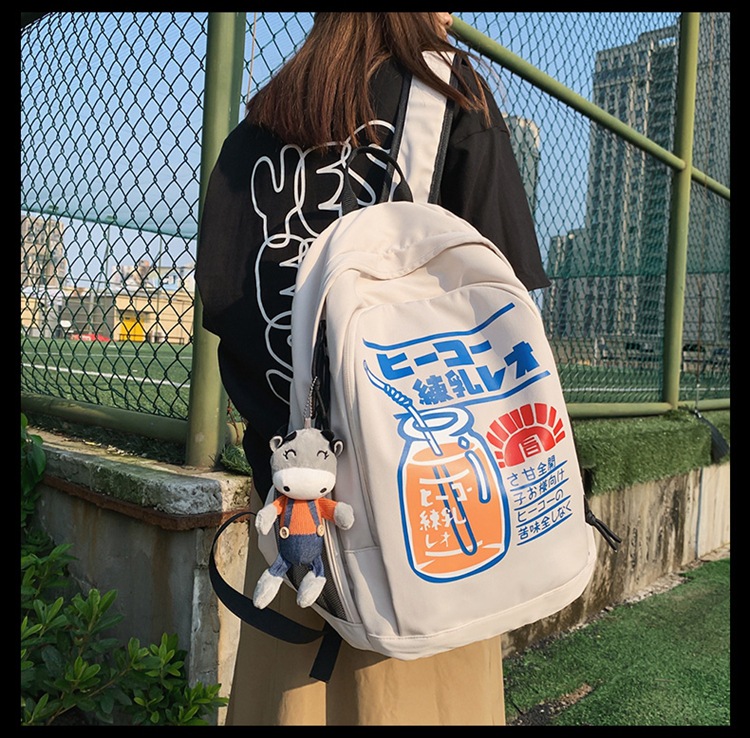 Nihaojewelry Wholesale Korean Contrast Color Printing Large-capacity Backpack display picture 17