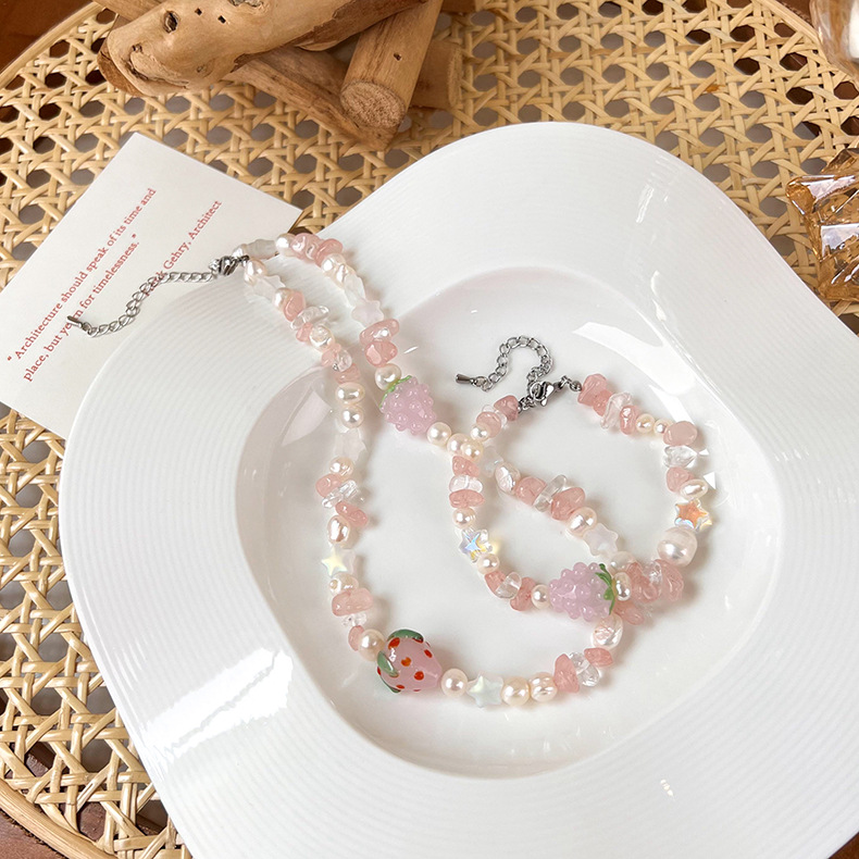 Sweet Fruit Mixed Material Beaded Necklace