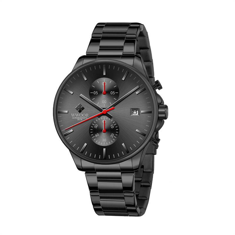 WWOOR/Hold amor 8844 nuevo calendario simple casual movimiento de cuarzo moda Correa acero reloj los hombres