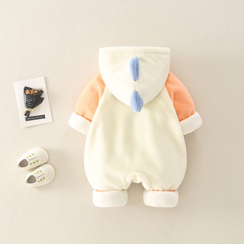Newborn crawling suit for babies, thickened and flocked onesie for  autumn and winter, baby's outerwear for outings, wholesale
