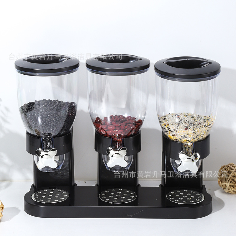 Tres barriles de trigo máquina hogar desayuno granos grano distribuidor almacenamiento arroz cubo avena almacenamiento tarro snack tarro de almacenamiento