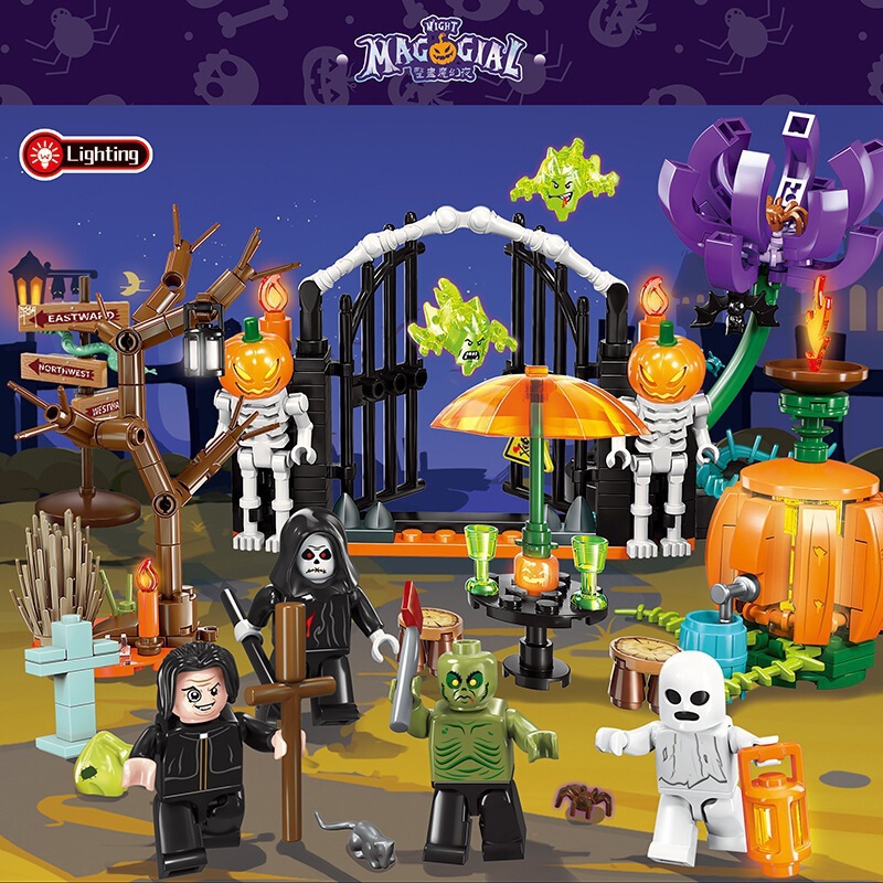 2025年新商品 越境ハロウィンギフト ハロウィンブロックセット 子供向け知育組み立て玩具 ホリデーギフト|undefined