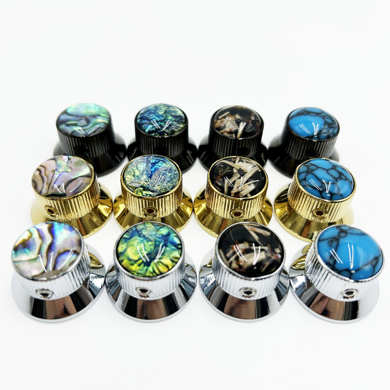 High-end threaded saucer-shaped perforated volume knob for electric guitar and bass, metal volume tone potentiometer knob cap