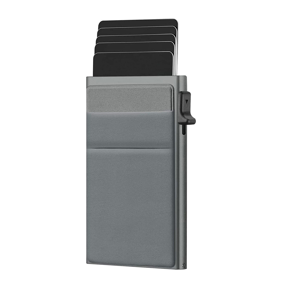 Empuje lateral caja de tarjeta de metal RFID antirrobo cepillo aleación de aluminio titular de la tarjeta de Banco titular de la tarjeta cubierta protectora caja de tarjeta de visita ultrafina