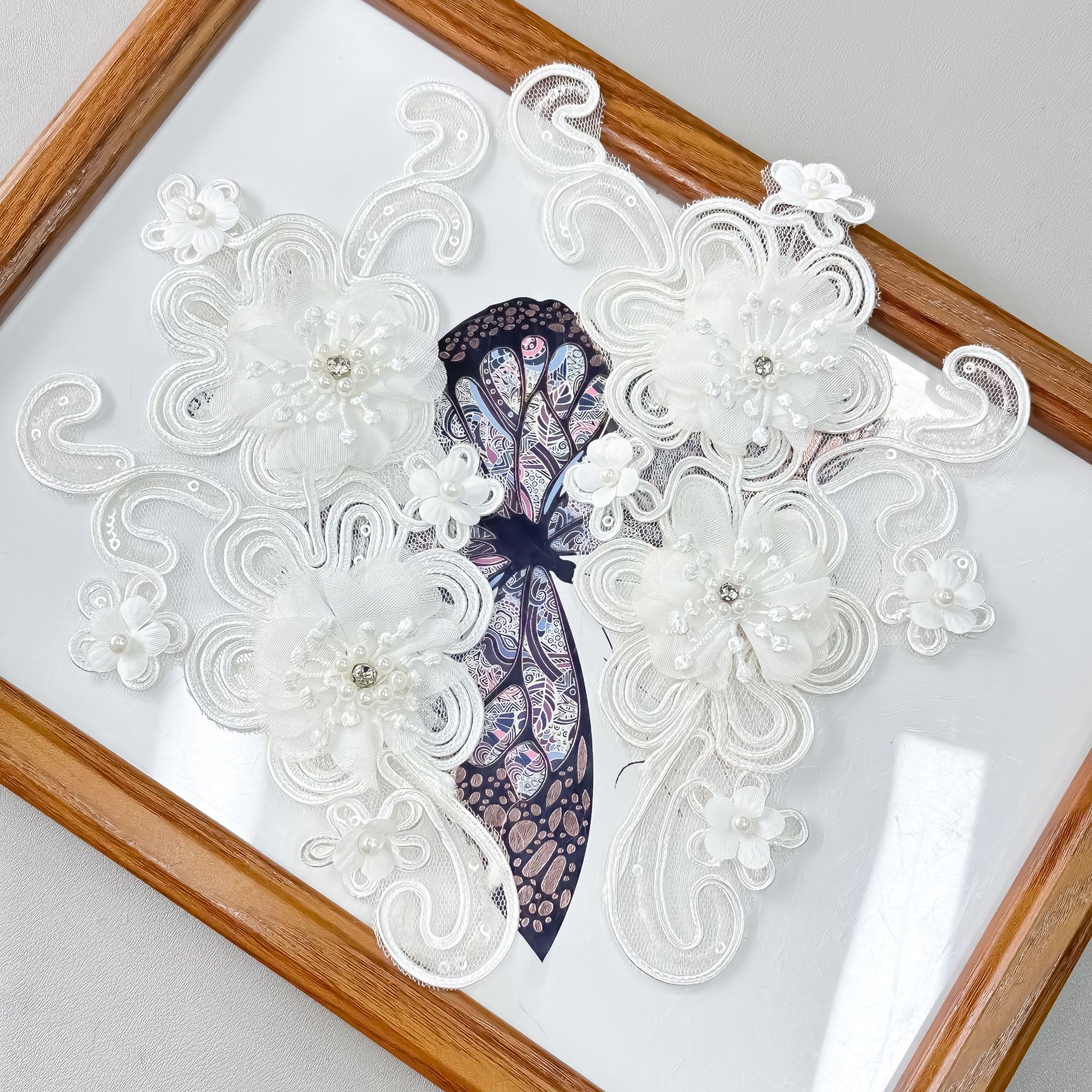 Hecho a mano cuentas de clavos estereoscópicos flores encaje hueso de automóvil para flores vestidos de boda vestidos de novia tocado de cabeza velos accesorios de ropa de baile image 4