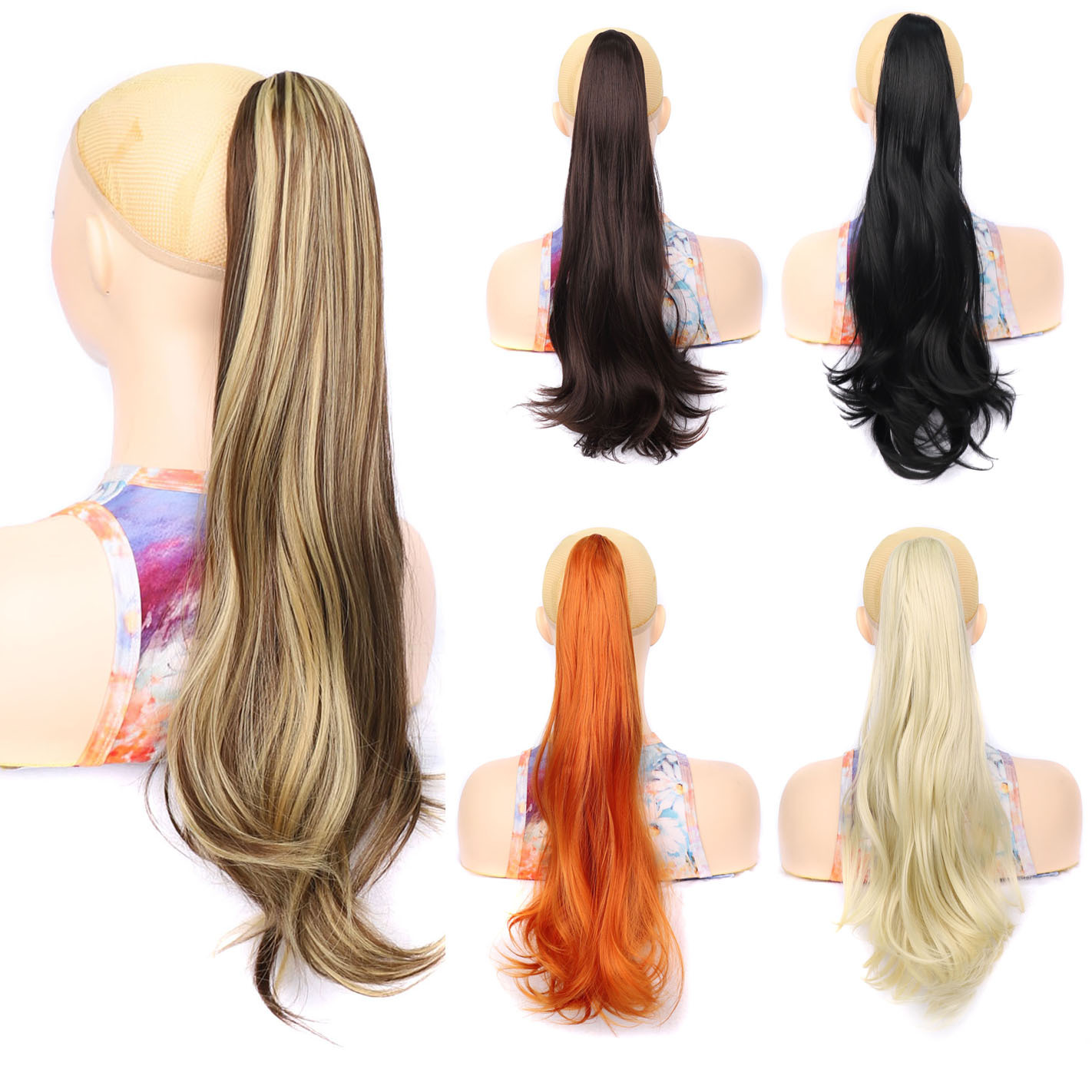 Unisex clip curly ponytail inward long curly wig ponytail clip curly ponytail_voghion.com