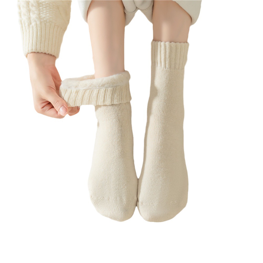 保温靴下の子供の秋冬タイプの中筒靴下にベルベットの厚い雪の長い筒月子靴下の床の超厚いストッキング