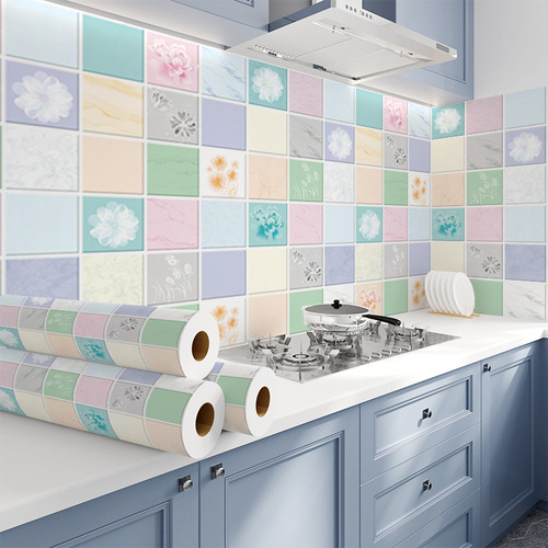 Thickened Kitchen Grease-Proof Sticker Waterproof Wall High-Temperature Resistant Oven Cabinet Stove Countertop Use Wall Decor Wall Sticker Self-Adhesive