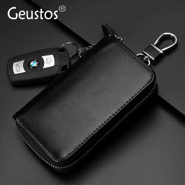 Zipper key bag large capacity men's waist hanging leather women's card bag universal car multi-function key buckle wholesale