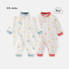 嬰兒連體衣純棉偏門襟純棉保暖寶寶連體衣哈衣爬服新生兒衣服