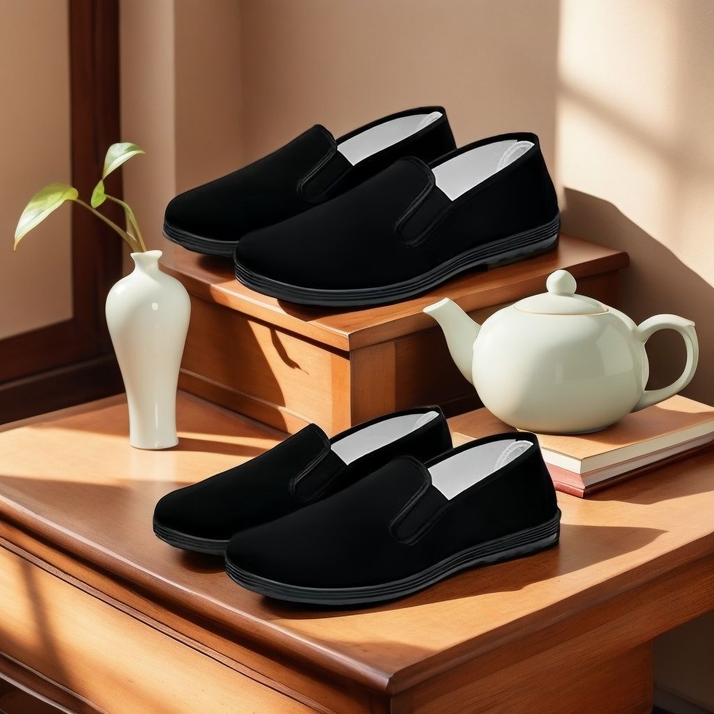 내마모성 올 블랙 천 신발(2켤레/2켤레 구매)