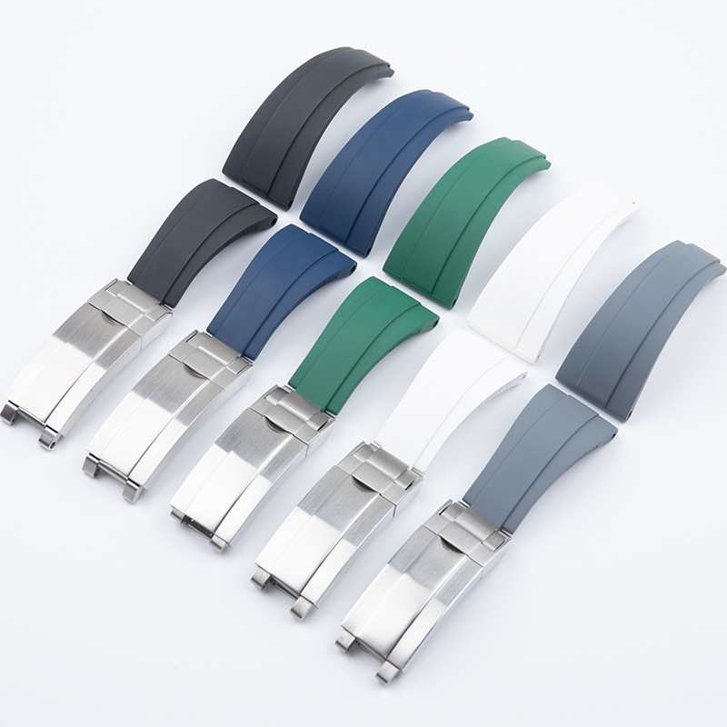 Steel Sheet Fluorine Rubber Watch Strap Suitable for Role*suditona Water Ghost GMT Yacht Series Watch Strap 21mm
