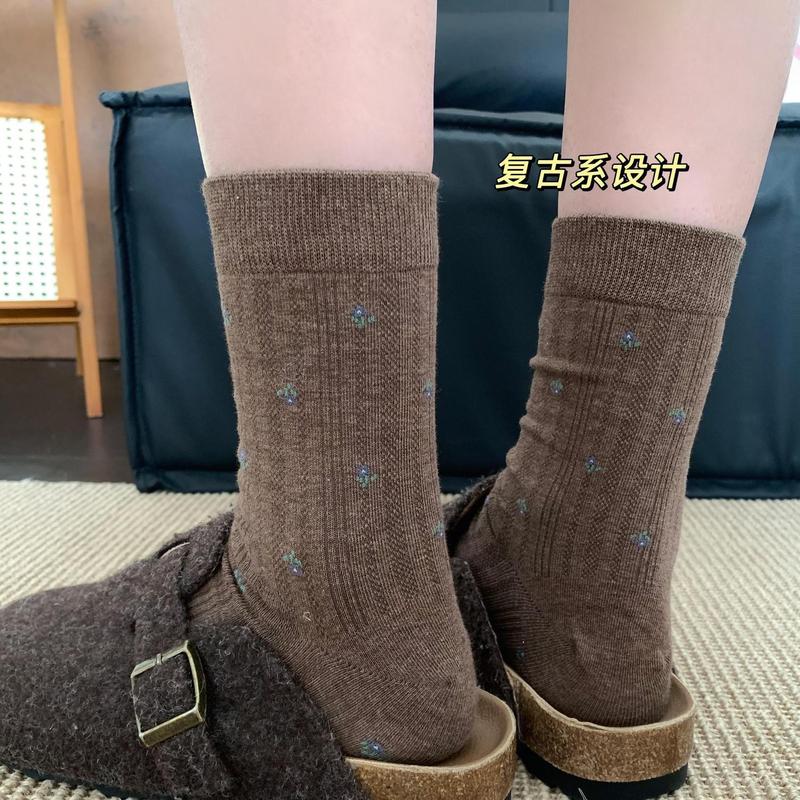 袜子女秋冬新款ins潮袜中筒袜堆堆袜ins潮女袜日系碎花韩版长筒袜|undefined