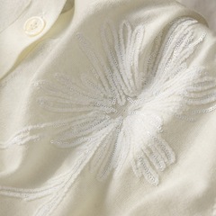 フランスの気質の重工のスパンコールの刺繍のシルクのウールのvネックの薄いセーターのカーディガンの女性