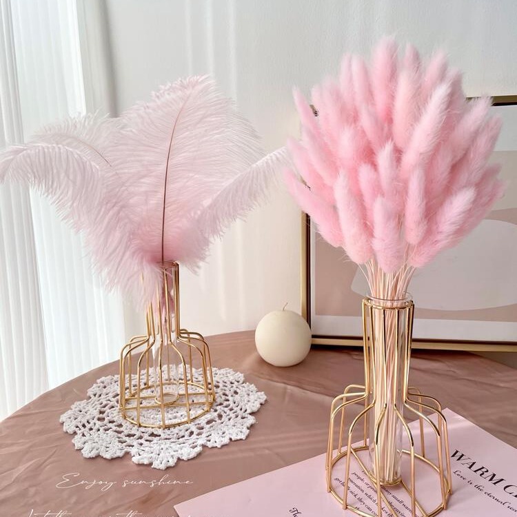 Light Luxury Pink Reed Rabbit Tail Grass Dried Flowers bouquet Ornaments Real Flowers Natural Air-dried Decoration Nordic Living Room Decoration
