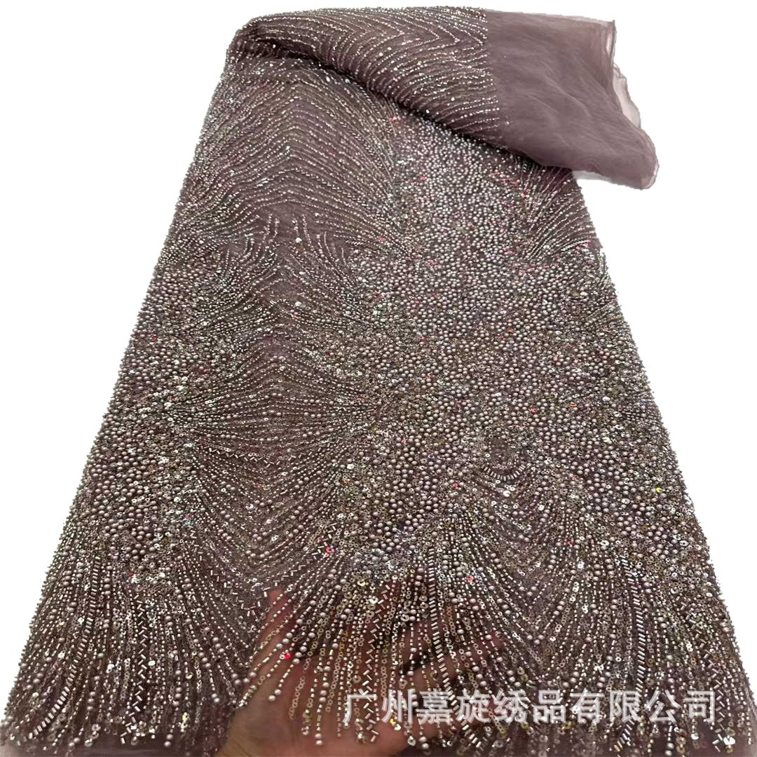 Gao Ding cola vestido de boda vestido de tela de bordado de perlas brillante perlas tubo de tela de bordado de boda