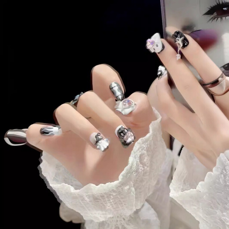 [Original Real Shot] Pure Hand-worn Armor Red Riding Book Explosions Halloween Faces Funny Cute Nail Art Patch