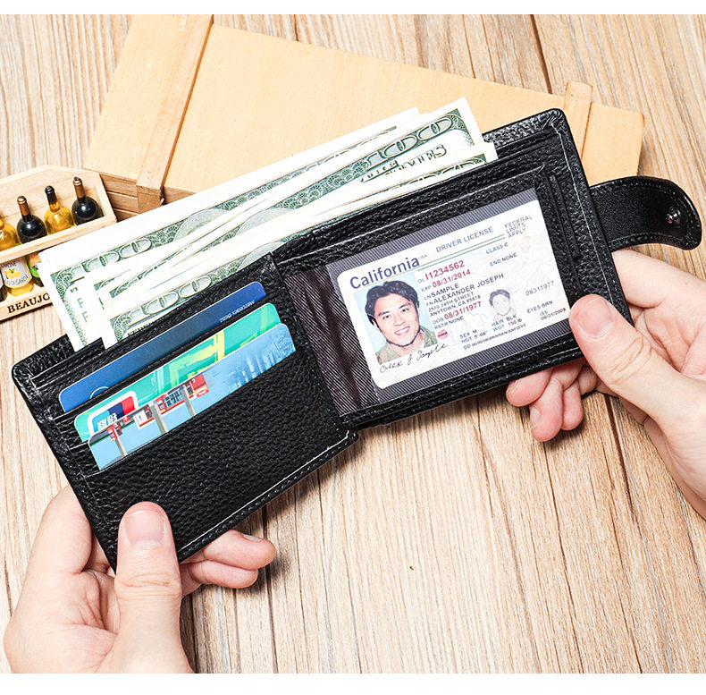 Ví nam da bò thật Marante nhiều ngăn đựng thẻ gập đôi 11,5×9,8 cm — 1067 màu nâu, Màu cà phê, Màu nâu vân phẳng, Màu xám chi tiết 27