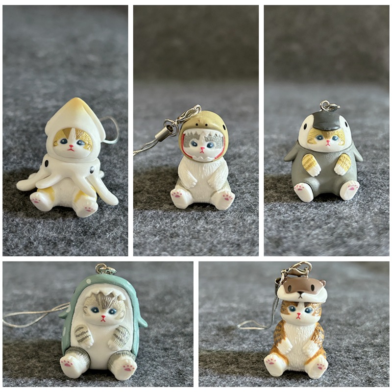 A set of five lucky cat marine life pendant mobile phone rope pendant doll bag accessories doll