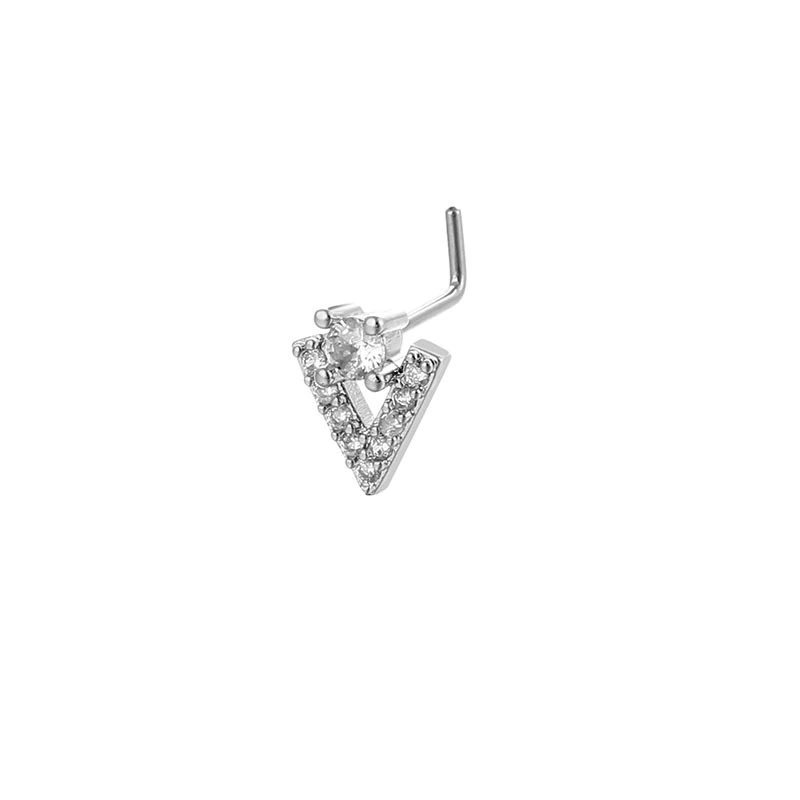 Nose piercing, triangle, copper physiological zirconium, 20G