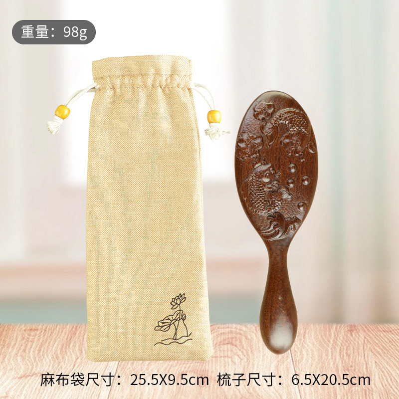 高品質彫刻エアクッションコーム、ふわふわ頭蓋骨トップ、女性用家庭用エアバッグコーム、端午節ギフト、白檀コーム、コンパニオンギフト|undefined