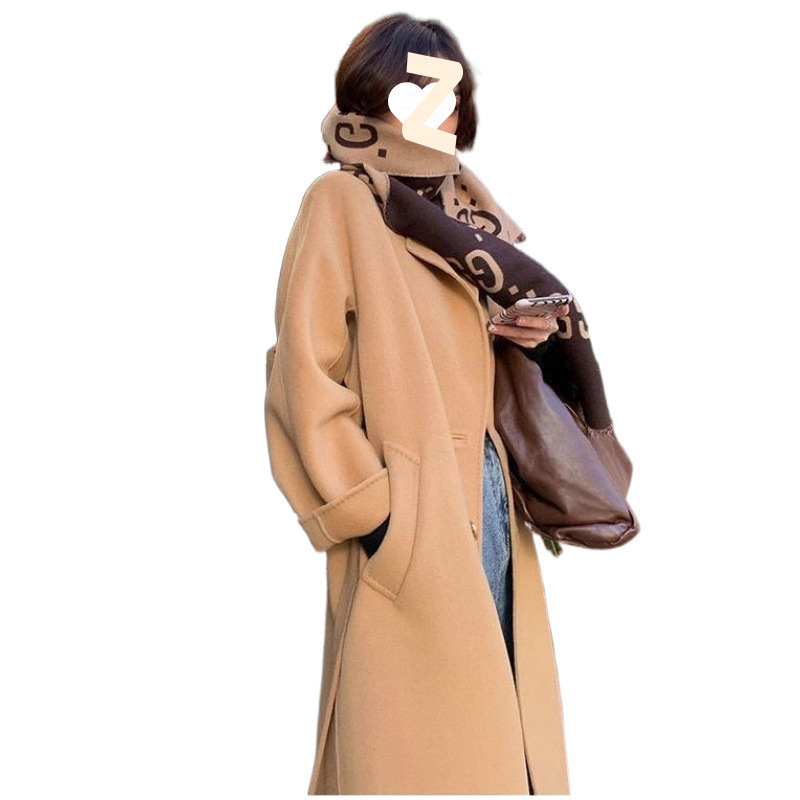 秋冬季新款韩式时尚气质轻奢呢子加厚宽松显瘦中长款女外套