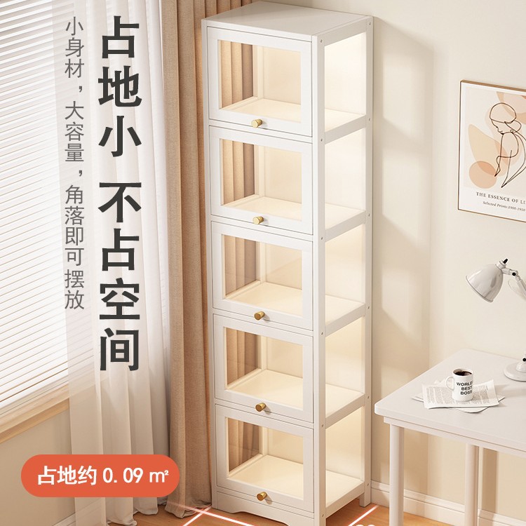 Hand-Made Display Cabinet, Building Block Doll Floor-Standing Bookcase, Dust-Proof Living Room Bay Window Sandwich Small Bookshelf