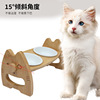 Pet bowl ceramic double bowl of neck, ceramic dog bowl cat bowl feed round pet solid wood bowl new model