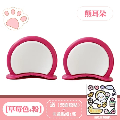 Scooter Stereo Stickers Electric | Motosiklet dəbilqələri - bear-ears-strawberry-color-white-comes-with-4-pieces-of-base-glue-cartoon-stickers
