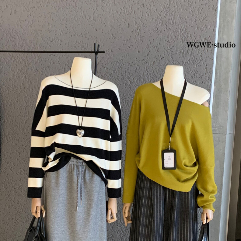 Clearance Sale, No Returns or Exchanges. Pure Desire Style, Relaxed and Elegant, Loose Fit, Slimming, Off-Shoulder, One-Shoulder, Long-Sleeve Knit Top W7069 Clearance Sale, No Returns or Exchanges. Pure Desire Style, Relaxed and Elegant, Loose Fit, Slimming, Off-Shoulder, One-Shoulder, Long-Sleeve Knit Top W7069