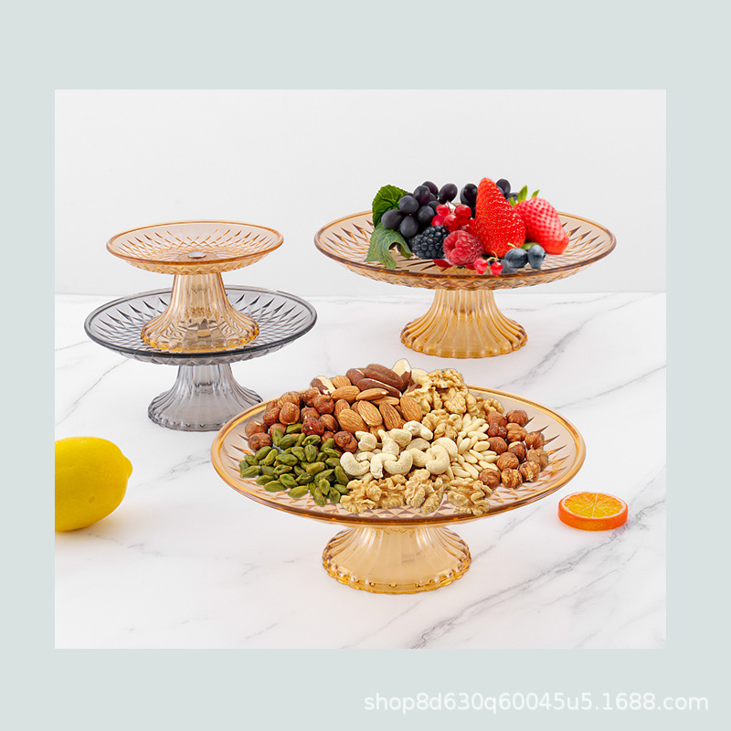 Acrílico plato de fruta plástico KTV bar Sala estar comercial transparente caramelo del hogar creativo alta pierna especial frutero
