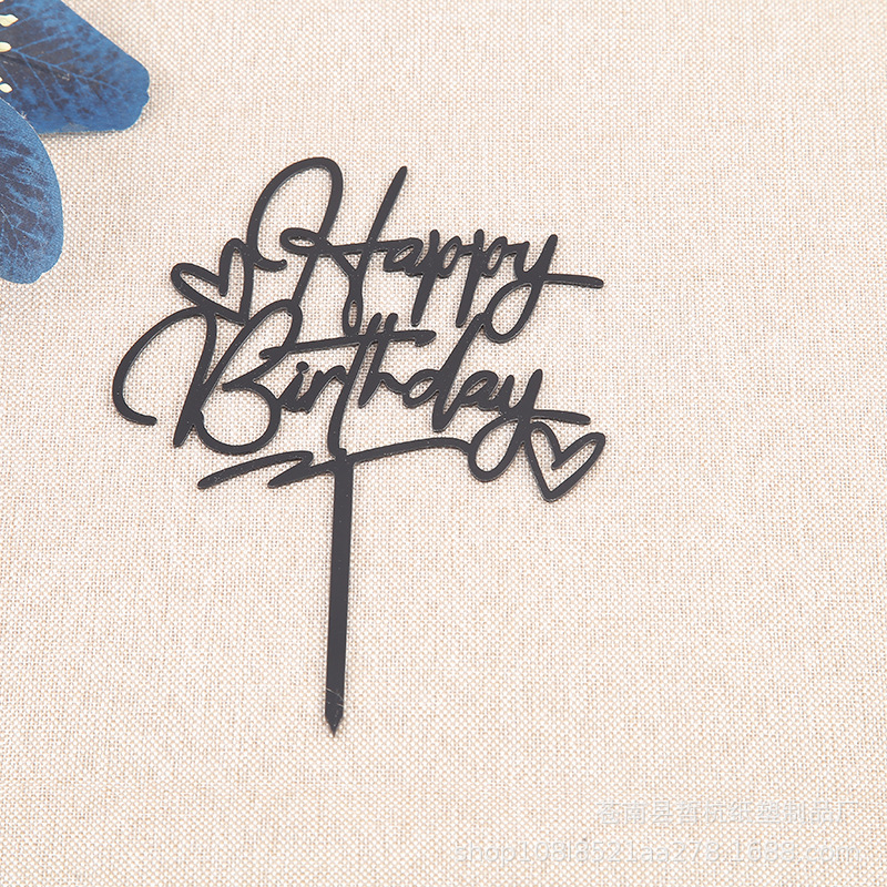 Inserción de tarjeta de pastel de cumpleaños decoración para hornear inserción de bandera creativa acrílico espejo de doble cara inserción de tarjeta fábrica en stock al por mayor