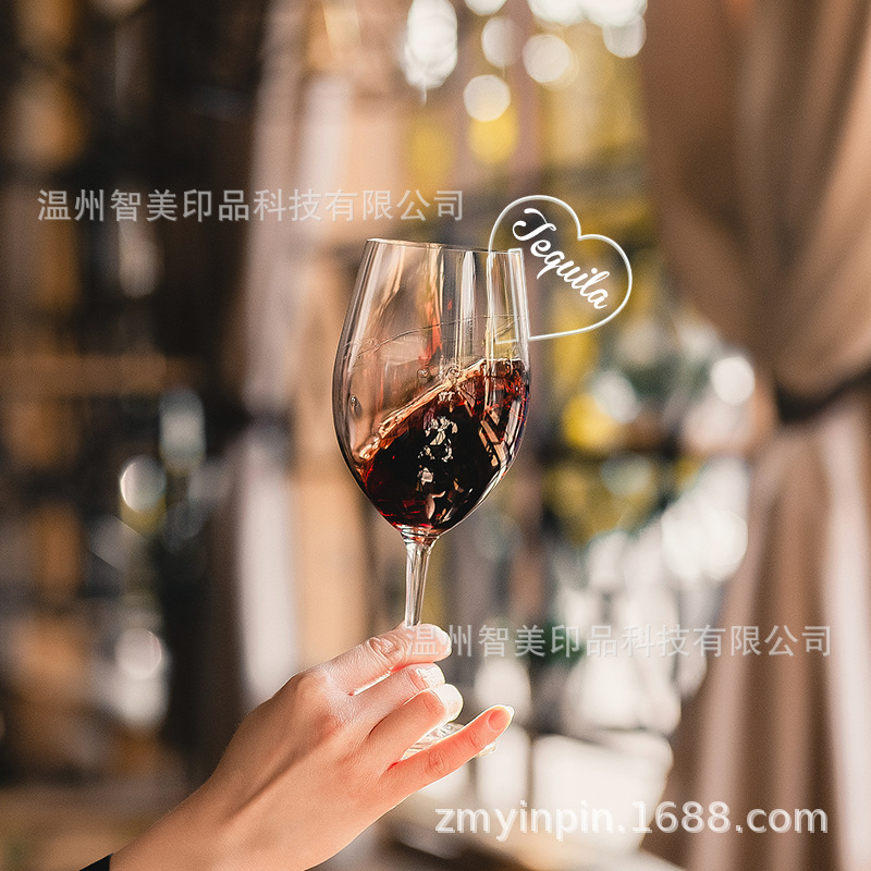 Acrylic love drink label round diy wine cup glass edge card label card customization