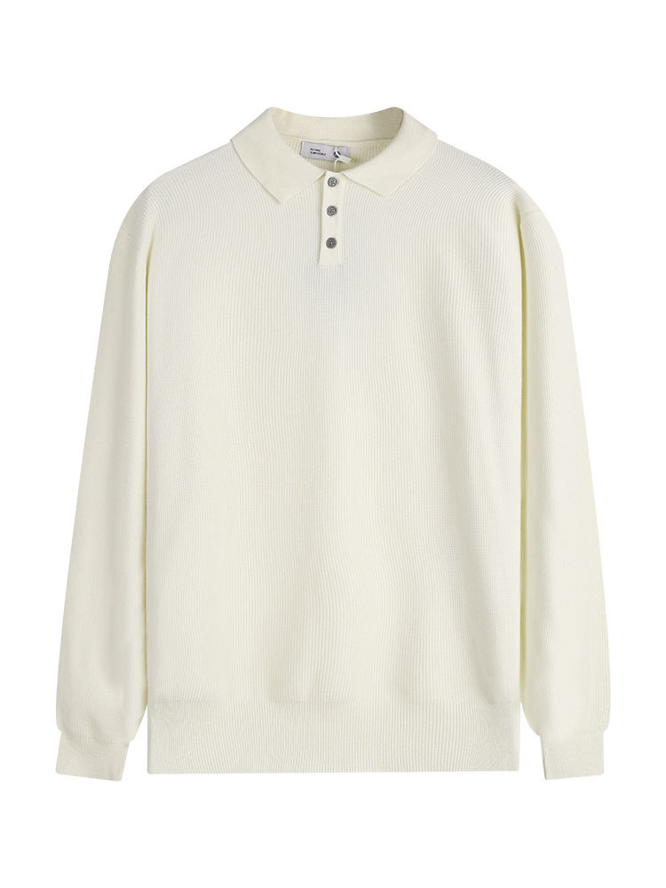 Lujo ligero hombre polo hombre de negocios casual alto sentido de la solapa suéter de punto polo chaqueta hombre