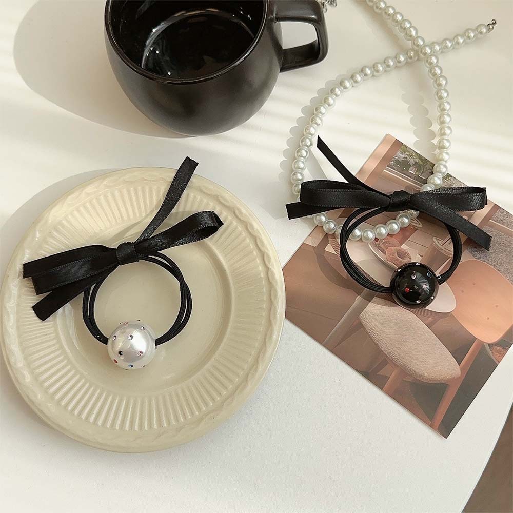 Nuevo diamante flash perla arco negro correa de goma color perforación alta cuerda de cabello elástica de moda anillo de cabello cuerda nueva adornamiento para el cabello