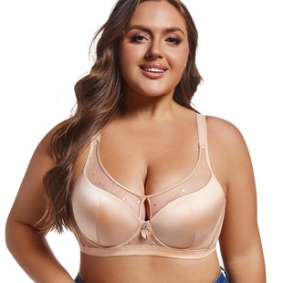 Europe and the United States cross-border foreign trade smooth soft steel ring sexy big breasts show small gathered adjustable size bra underwear