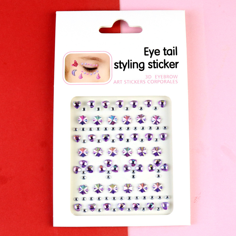 Transfronterizo AB diamantes coloridos joyas de maquillaje de ojos maquillaje facial pegatinas de diamante para niños espectáculo de escenario pegatinas faciales pegatinas de cristal perlas