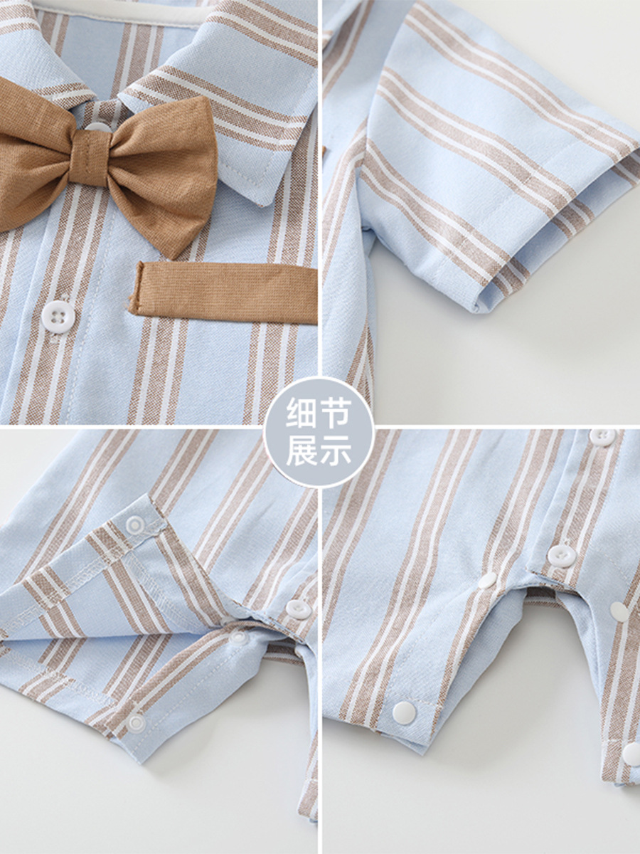 Ins赤ちゃん服夏ストライプ半袖a類洋気赤ちゃん服韓国版紳士赤ちゃん外出服