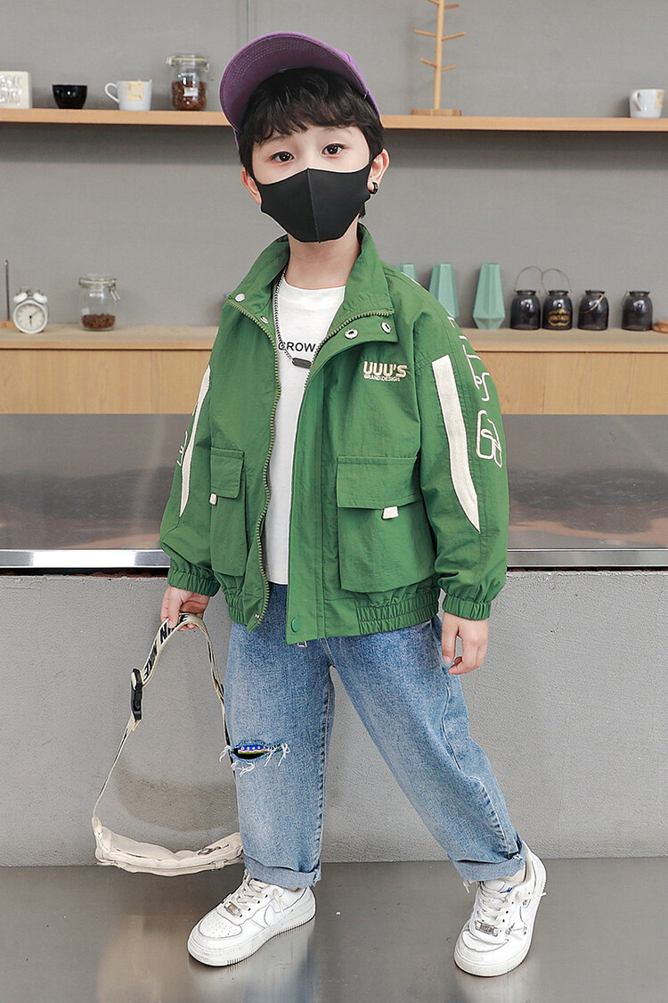 Sprint Suit 2023 Spring and Autumn New Children's Standing Neck Windbreaker Boys' Handsome Versatile_voghion.com