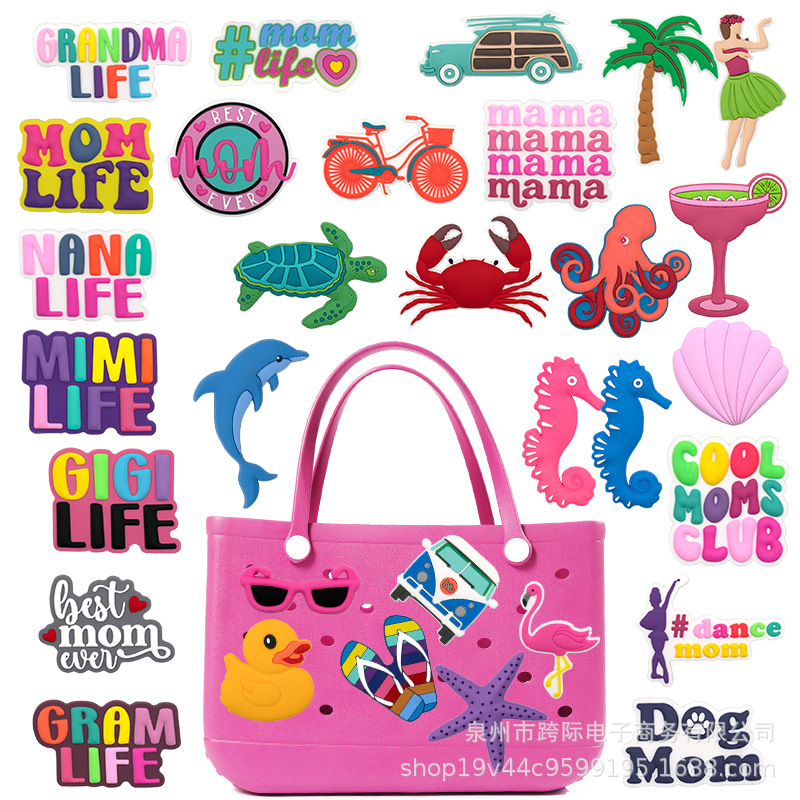 Bolsa de playa EVA colgante bogg bolsa agujero bolsa accesorios navideños flores botones extraíbles botones de flores accesorios DIY