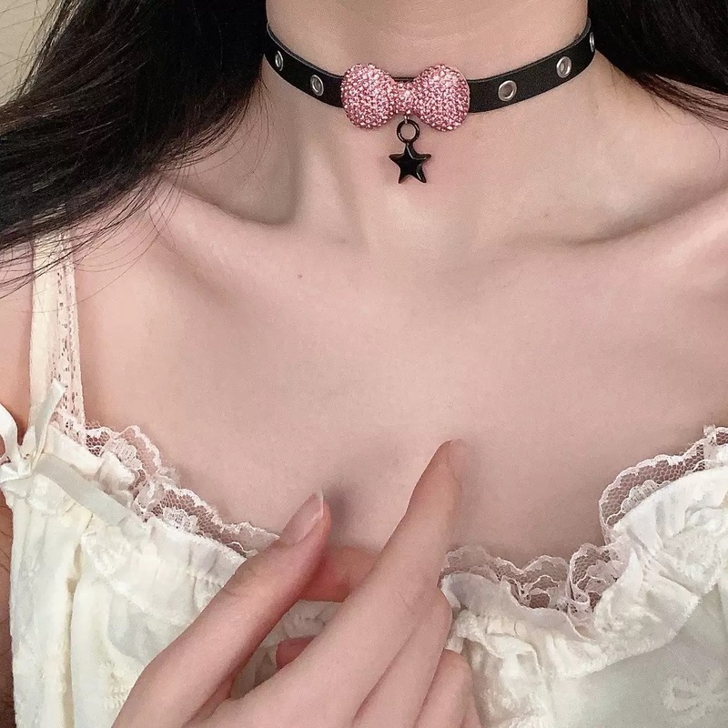 辣妹个性皮革项圈锁骨链女小众朋克choker暗黑风嘻哈项链女潮|undefined