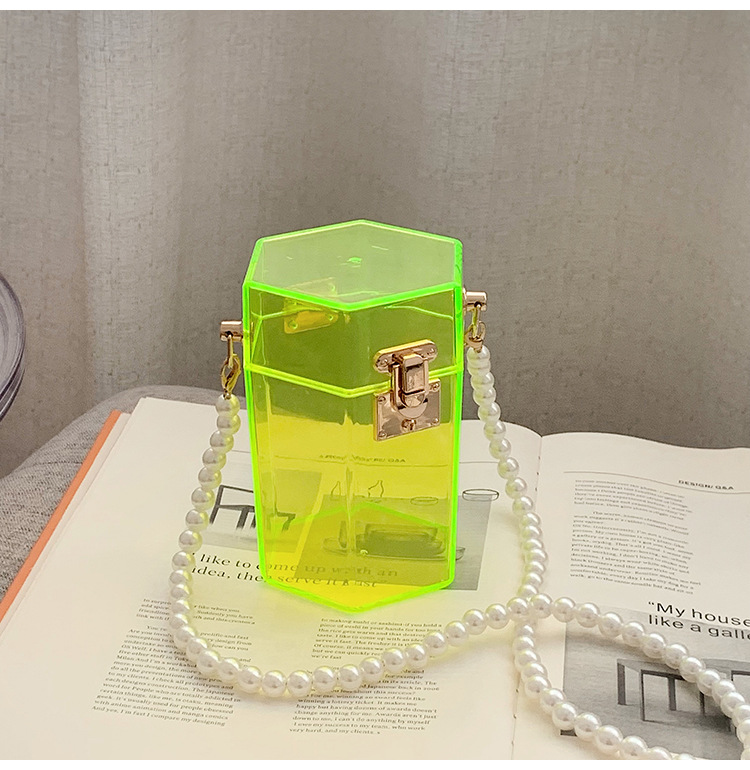 حقيبة صندوق شفافة من الأكريليك 2021 مد صغير ، فتاة صغيرة منعشة ، Xiaoxiangfeng Pearl ، حقيبة صندوق العشاء display picture 9