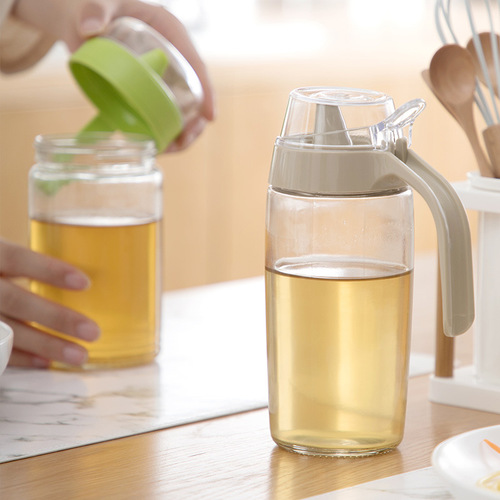 Camellia large oil pot glass household oil-proof soy sauce bottle kitchen seasoning bottle vinegar bottle leak-proof oil tank pot oil bottle