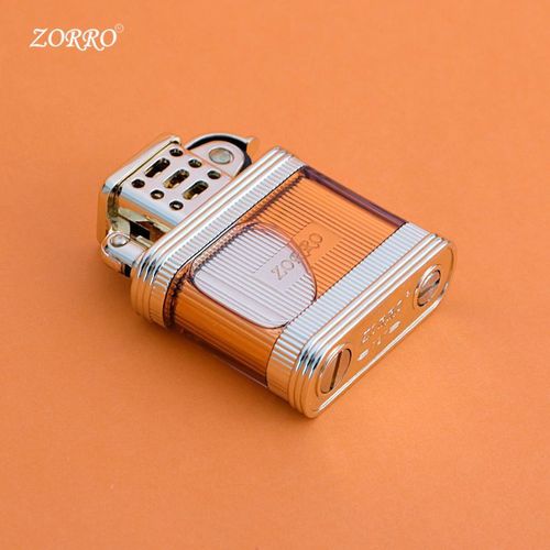 New ZORRO Zoro Cigarette Lighter, Kerosene Personalized Lao Jiumen Transparent Viewable Fuel Tank Creative Retro Old Style Men