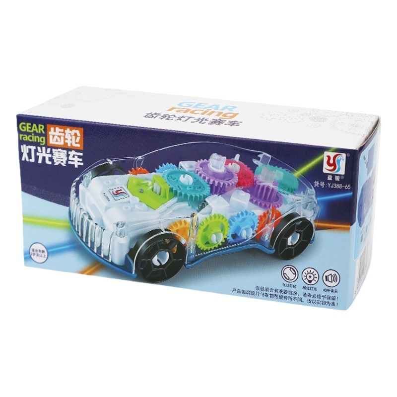 Transfronterizo eléctrico engranaje transparente concepto coche Universal de conducción eléctrica de juguete para niños modelo de coche puesto al por mayor