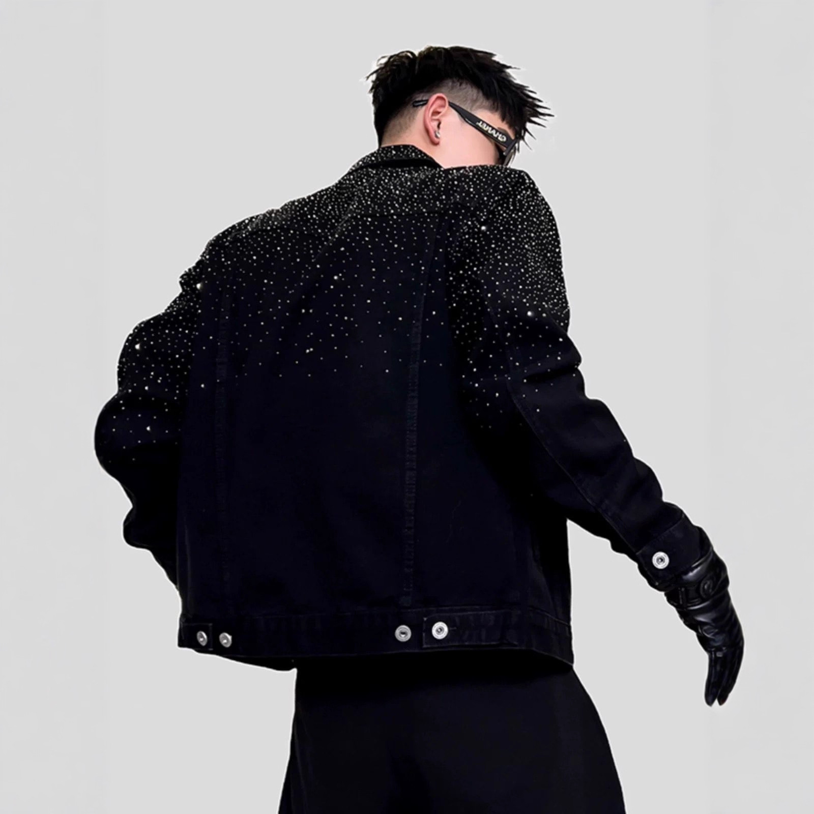 American-Style Denim Jacket with a High-End Feel, Stylish and Luxurious with Sparkling Rhinestones, Trendy Men's Fashion Designer Top Jacket