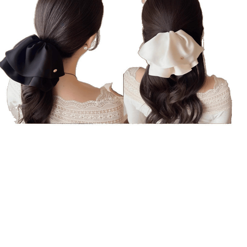 オリジナル新作無地ポニーテールクリップ サテン素材 多用途で上品なパンプキン型ヘアクリップ おしゃれでエレガントなヘアアクセサリー 扇形デザイン|undefined